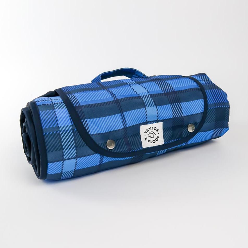 Cozy dog settle mat in Highland Hound Blue Tartan, ideal for training and calming routines, helping dogs feel safe and relaxed in any environment.