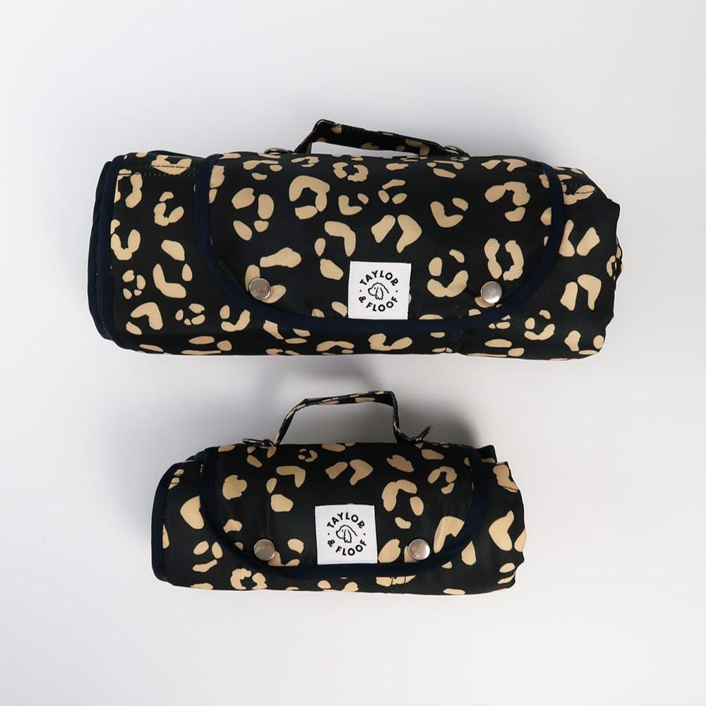 Premium settle mat for dogs in Black and Beige Leopard Print, a perfect gift for dog mums or training-focused dog parents.