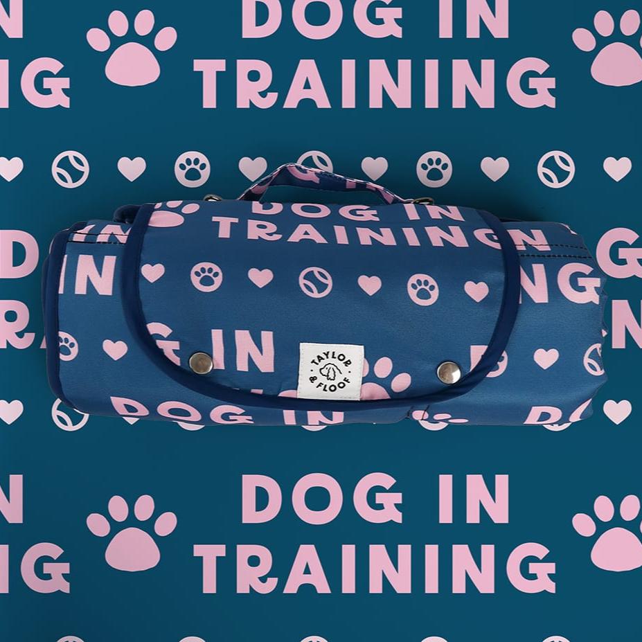 Dog in training settle mat for dog training – a cozy, practical gift for dog mums and dog dads alike. Dog in Training settle mat for reactive dogs and puppies, combining style and purpose.